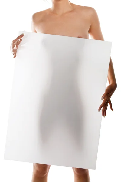 stock image Girl with white banner