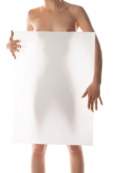 stock image Girl with white banner