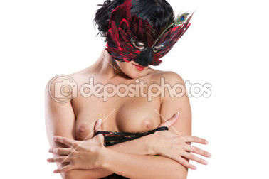 Maskeli seksi çıplak kadın.