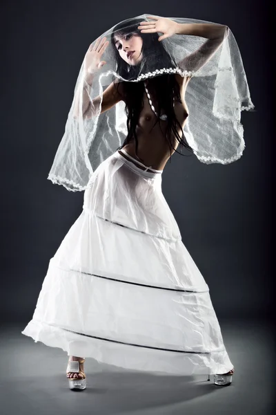 stock image Seminude high fashion bride in creative dress